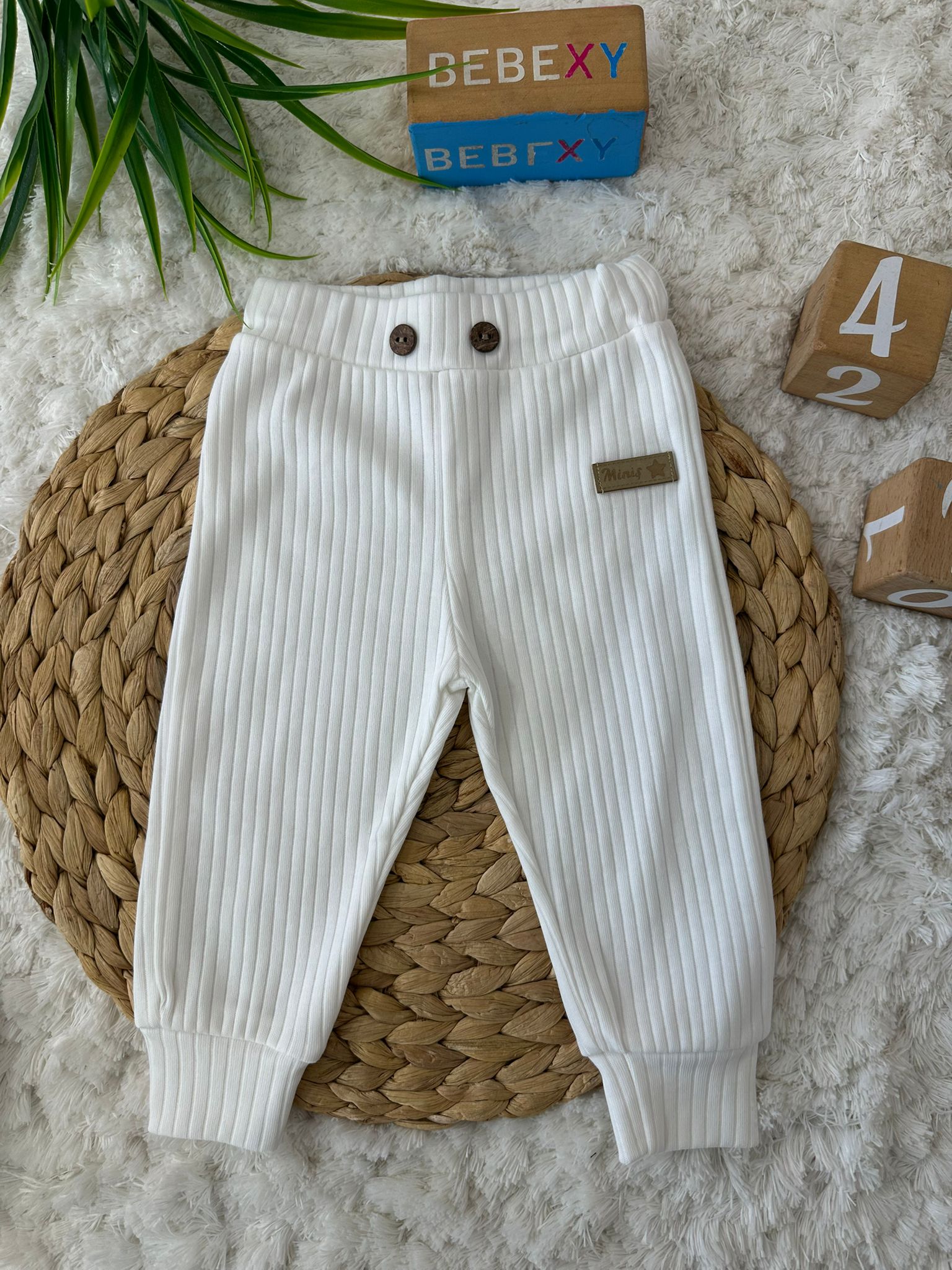 Düğmeli Pijama Altı Beyaz