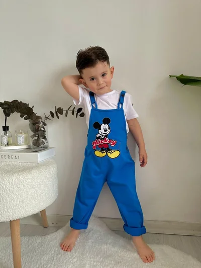 Mickey Baskılı Tişörtlü Tulum & Salopet  Mavi