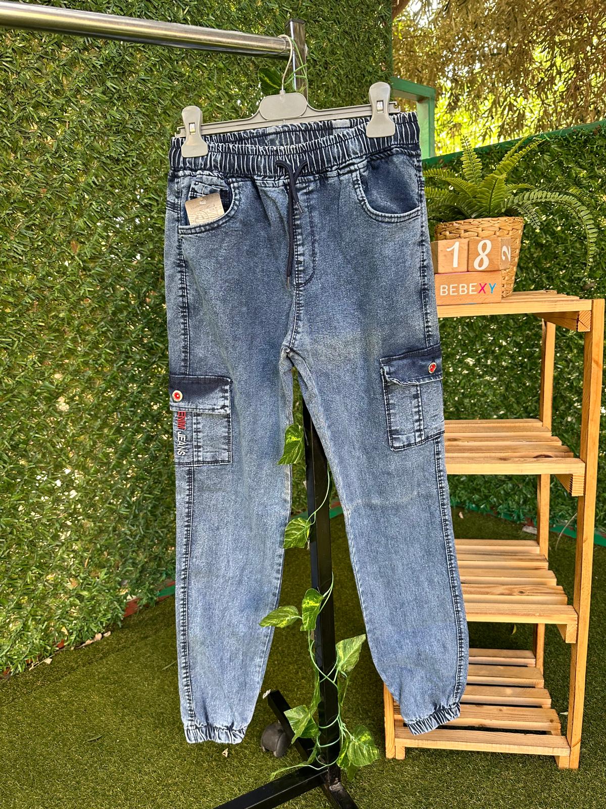 Kargo Cepli Beli Lastikli Rahat  Jean Pantolon