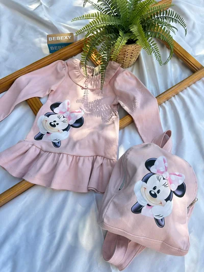 Mıckey Çantalı  Elbise Pembe 34