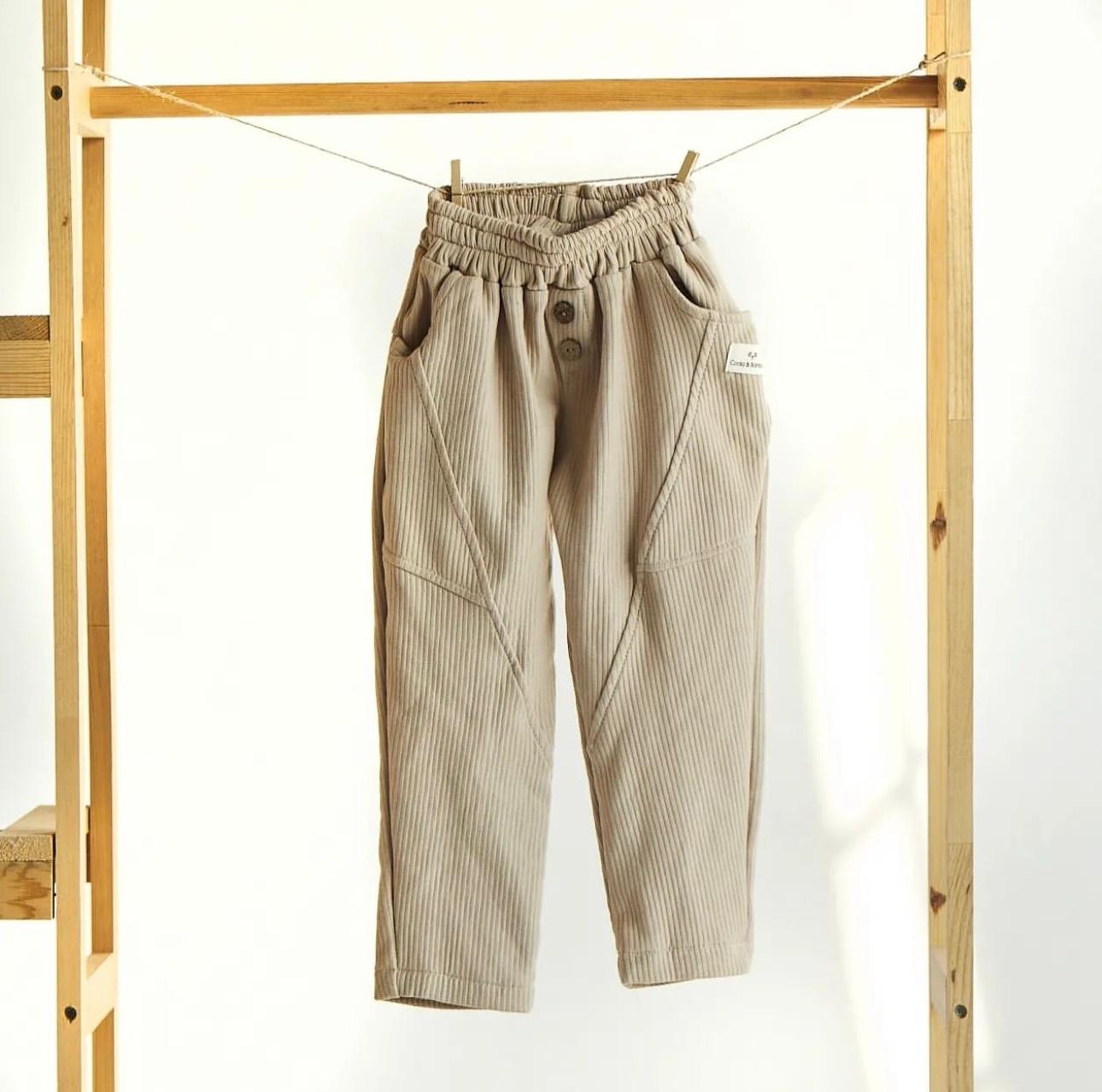 Önden düğmeli Unisex Fitilli Pantolon