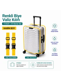 Şeffaf Valiz Koruyucu Kılıf ve Valiz Kemeri * 2 ADET * SARI - KABİN
