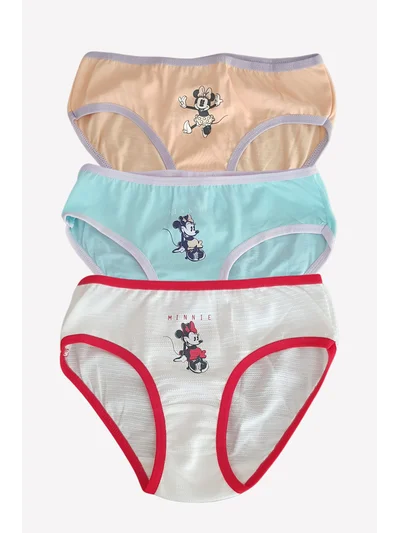 Baskılı Lisanslı Kız Çocuk Külot Minnie Mouse 3'lü Paket