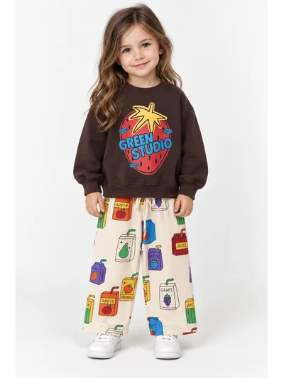 Çilek Baskılı Erkek ve Kız Çocuk Unisex Alt Üst Takım