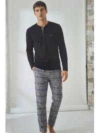 Gri Lacivert Erkek Pijama Takımı