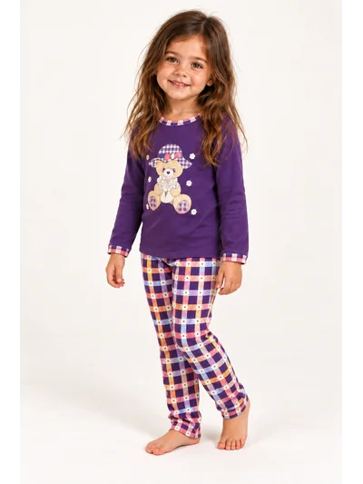 Kız Çocuk Ayıcık Baskılı İnterlok Pijama Takımı