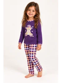 Kız Çocuk Ayıcık Baskılı İnterlok Pijama Takımı