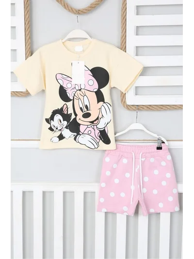 Minnie Desenli Şortlu Alt Üst Kız Takım