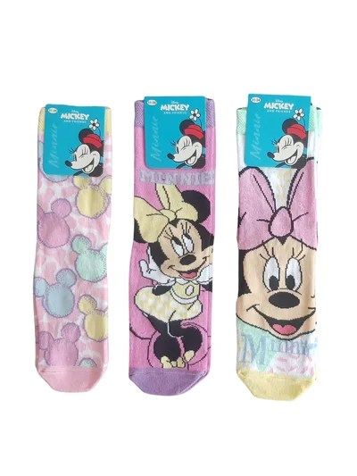 Desenli Lisanslı Renkli Minnie Mouse Çocuk Çorap - 3 lü