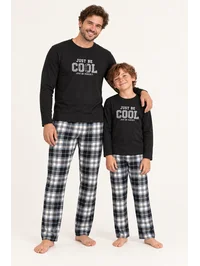 Baba Oğul Just Be Cool Baskılı Ekose Milan Pijama Takımı