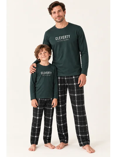 Baba Oğul Enjeksiyon Baskılı Milan Pijama Takımı