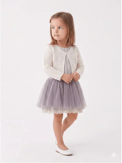 Prenses Model Tül Etekli Elbise 2 li Takım (2 Yaş - 3 Yaş - 4 Yaş - 5 Yaş)