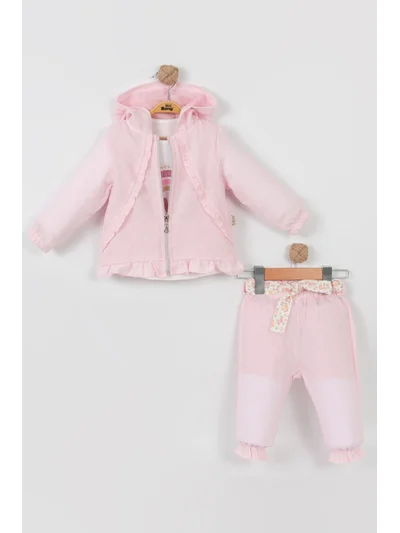 Kız Bebek Fermuarlı Ceket ve Pantolan Takım (9-12-18 Ay)
