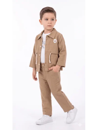 Kemerli Erkek Keten Takım 3 lü Takım (1 Yaş - 2 Yaş - 3 Yaş - 4 Yaş)