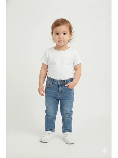 Kaliteli Kumaş Kız Çocuk Jean Pantolon 1,2,3,4 Yaş