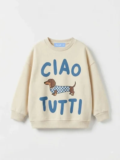 Ciao Tutti Köpek Baskılı Unisex Çocuk Sweat