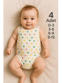 4'lü Bebek Zıbın Seti-Pastel Kalp