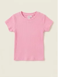 Kız Çocuk Kısa Kollu Fitilli Body - Şeker Pembe (1-5 Yaş)