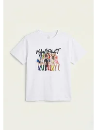 Manifest Baskılı Kız Çocuk Tshirt - Beyaz