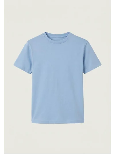 Unisex Çocuk Sıfır Yaka Tshirt - Açık Mavi