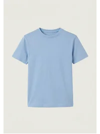 Unisex Çocuk Sıfır Yaka Tshirt - Açık Mavi