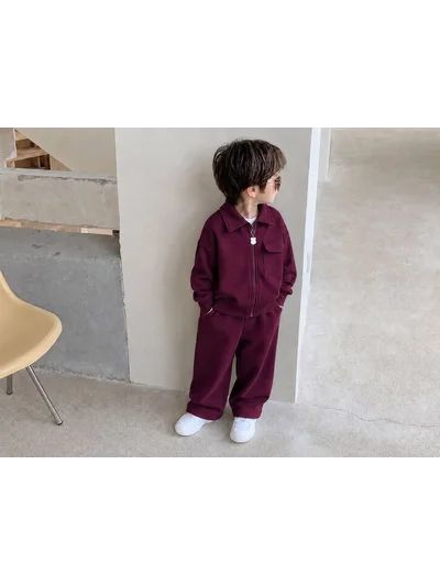 Bordo Ceketli Unisex Çocuk Takım