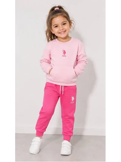 Marka Logolu Kanguru Cepli Kız Bebek Pembe Takım