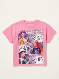 Karakter Baskılı Kız Çocuk Tshirt - KPOP Demon Huntrix - Pembe