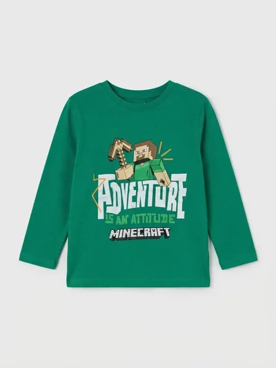Karakter Baskılı Mevsimlik Yeşil Erkek Çocuk Sweat - Minecraft