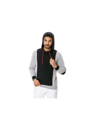 Kapşonlu Cepli Sweat Gri XXL