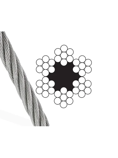 6X7 FC Lif Özlü Galvaniz Çelik Halat 4 mm