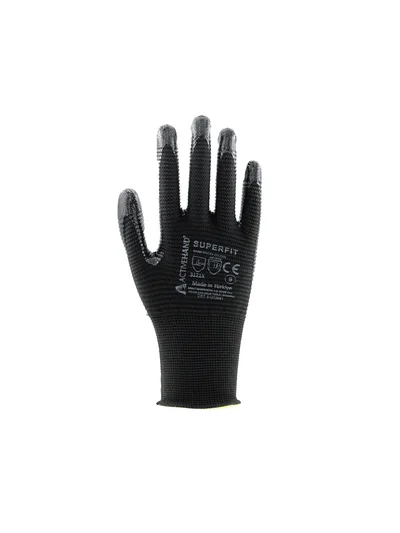 SUPERFİT SY/SY NO:9 Avuç İçi Tırtıklı Nitril Kaplı Polyester Eldiven