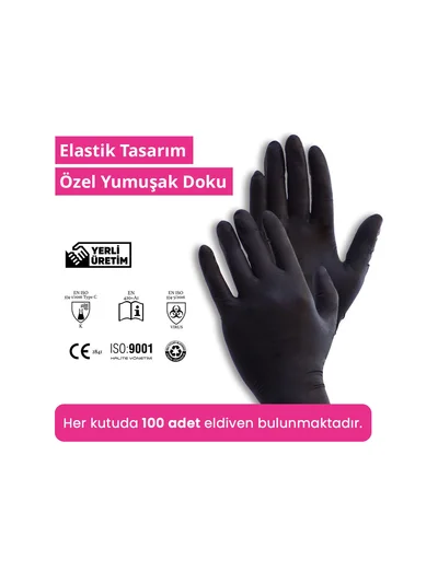 REFLEX FLEX S Beden Tek Kullanımlık Pudrasız Eldiven 100'lü Siyah