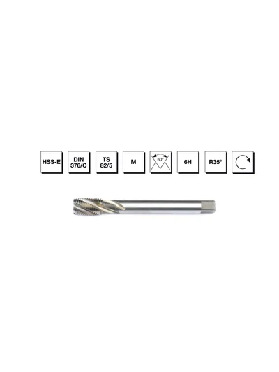 HSS - E DIN 376/C Metrik Normal Vidalı Helis Kanallı Makina Kılavuzu M24