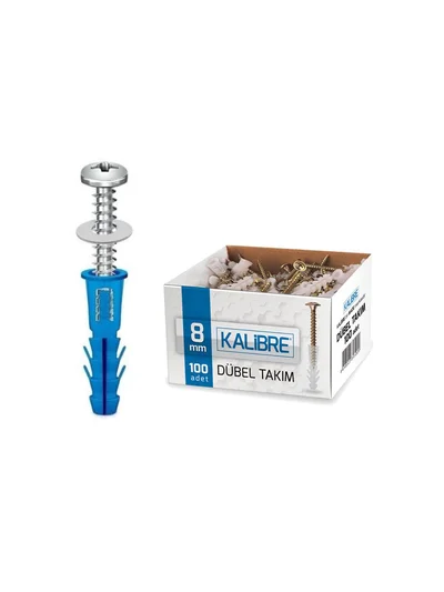 Kalibre Alçıpan Dübel Takım Bombe Başlı Pullu  8mm 10lü paket