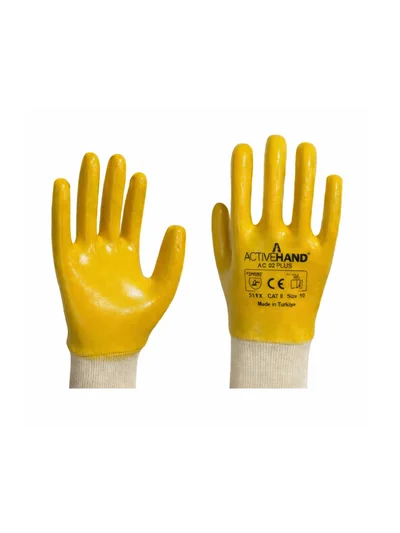 AC 02 Plus Sarı NO:9 Tam Nitril Kaplı Pamuk Eldiven