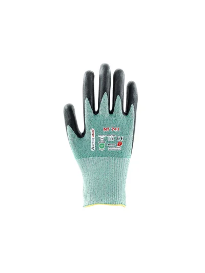 NT 741 GR/SY NO:10 Köpük Nitril Kaplı Polyester Çift İplik Kesilmeye Dayanıklı Eldiven