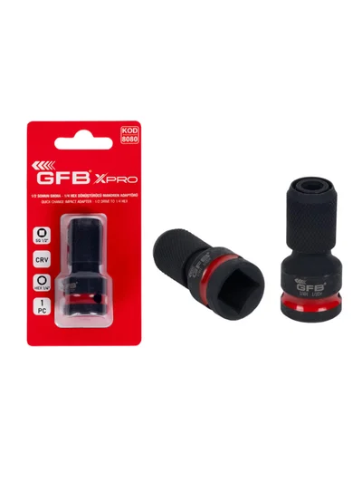 1/2" Somun Sıkma 1/4" Hex Dönüştürücü Adaptör GFB 8080