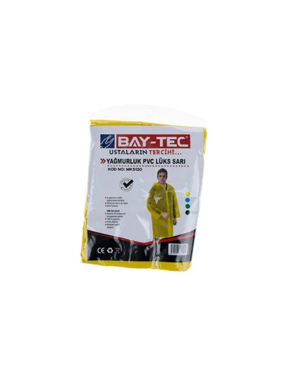 MK5120 PVC Lüks Yağmurluk Sarı Cepli Sırttan Havalandırmalı 260gr