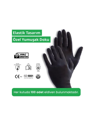 REFLEX FLEX M Beden Tek Kullanımlık Pudrasız Eldiven 100'lü Siyah