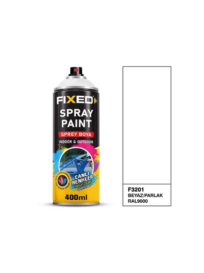 SGS Fixed Sprey Boya Akrilik Boya Beyaz/Parlak Ral9000 320gr 400ml F3201