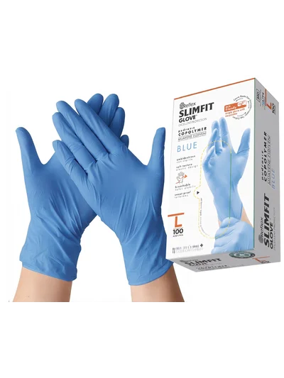 REFLEX SLİMFİT L/XL Beden Copolymer Pudrasız Muayene Eldiveni Maviİ