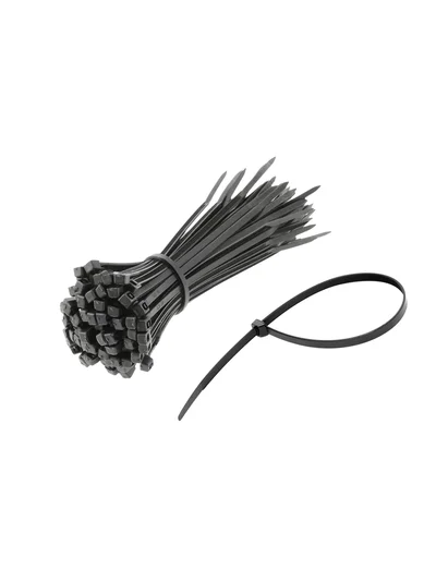 450x4.8 mm Plastik Kablo Bağı Siyah Cırt Kelepçe (100 Adet/Paket)