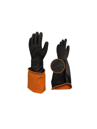 BAY-EL Siyah Kauçuk Pütürlü Uzun Eldiven XL 45 CM EL450