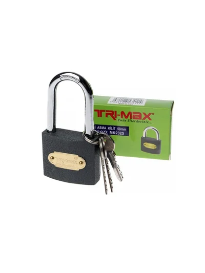 Tri-max Gri Döküm Uzun Asma Kilit 38 mm