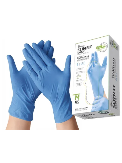 REFLEX SLİMFİT M Beden Copolymer Pudrasız Muayene Eldiveni Mavi