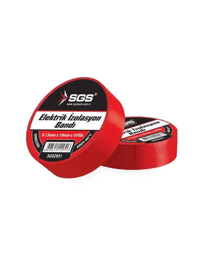 SGS Elektrik İzolasyon Bandı Kırmızı 19mm x 10 Yard SGS2951