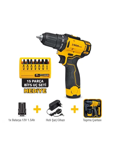 Akülü Vidala Seti 12 Volt 1.5 Ah SGS 5147