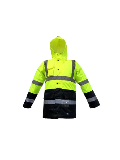 JUNIOR JN1013 Waterproof Fosforlu Oxford Parka Sarı Lacivert XL beden