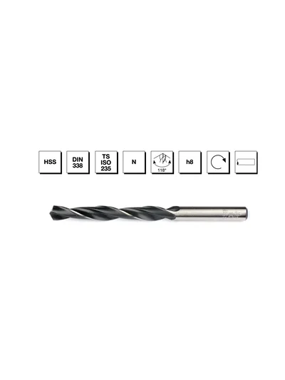 HSS DIN 338 Silindirik Saplı Kısa Matkap Ucu 9.5 mm - HADDELİ